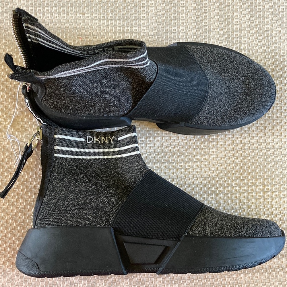 DKNY Black and Gray Ankle Boots